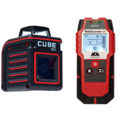 Комплект уровень ADA CUBE 360 + детектор ADA Wall Scaner 80