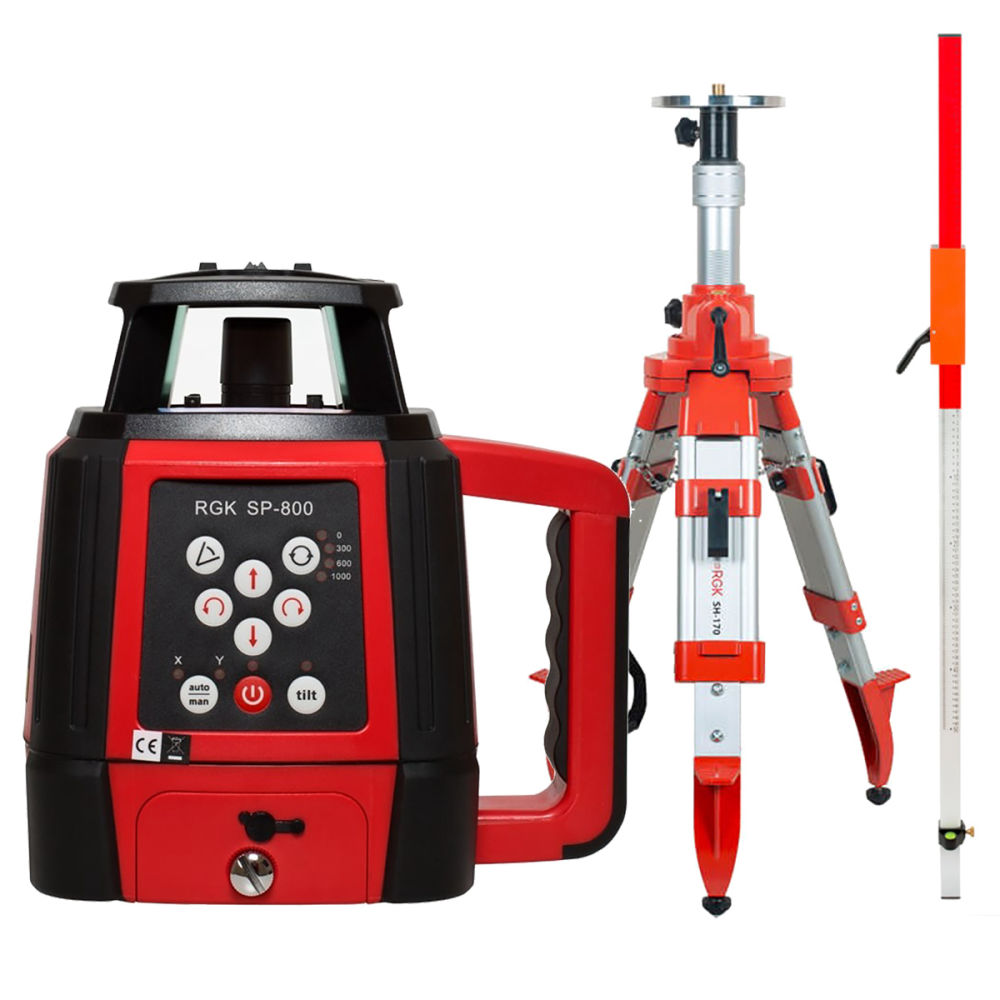 Ротационный нивелир RGK SP 800 + штатив + рейка 4610011870521
